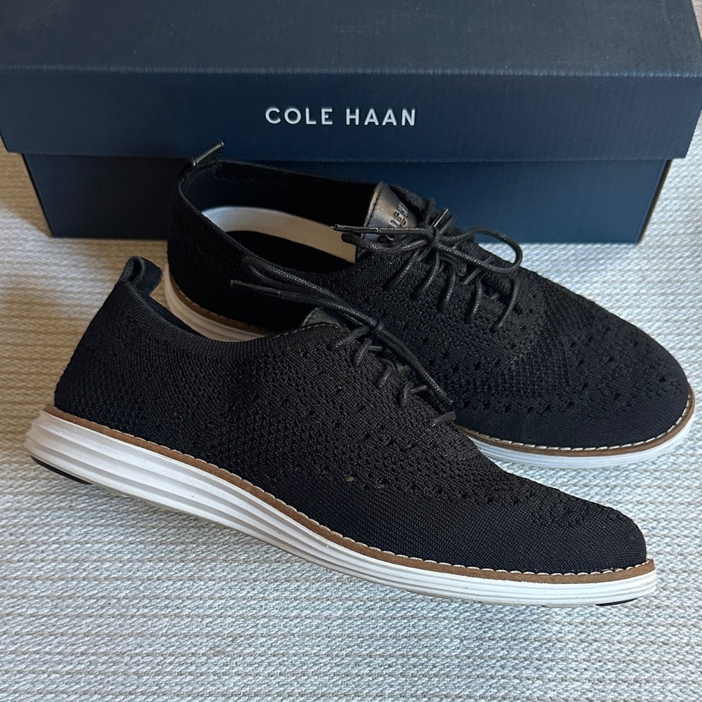 Cole Haan women’s Black Knit Wingtip Oxfords